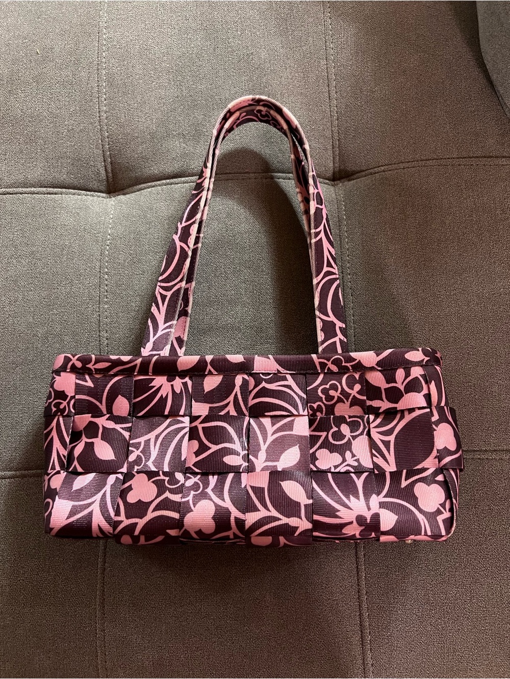 Vintage 2000sHarveys The Original Seatbelt Bag - Wine Floral Tote Baguette Style